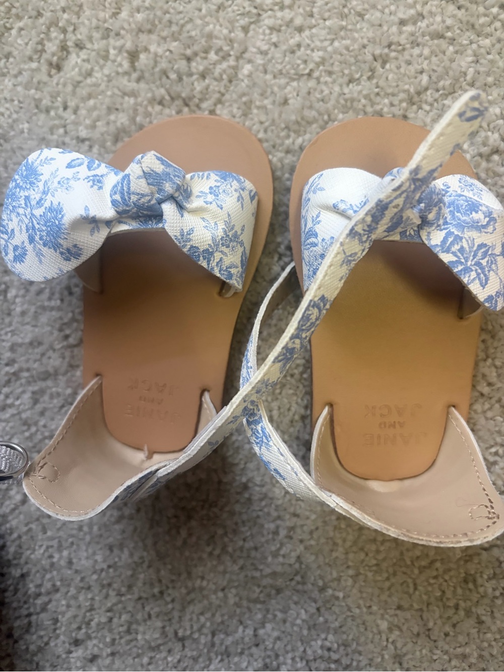 Girls' Bow Strap Sandals in Blue and White janie & jack